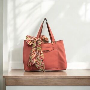 Steve Madden Salmon Tote Satchel + Removable Wristlet Pouch